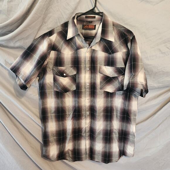 Canyon Guide Outfitters Men’s LT Plaid Pearl Snap Short Sleeve Western Cowboy - Picture 1 of 9